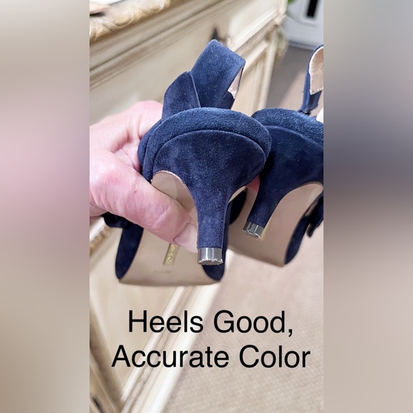 Louise et Cie Navy Suede Slingback 7M, EUC, 2” Heel, Pointy Toe, In Box - Picture 4 of 7